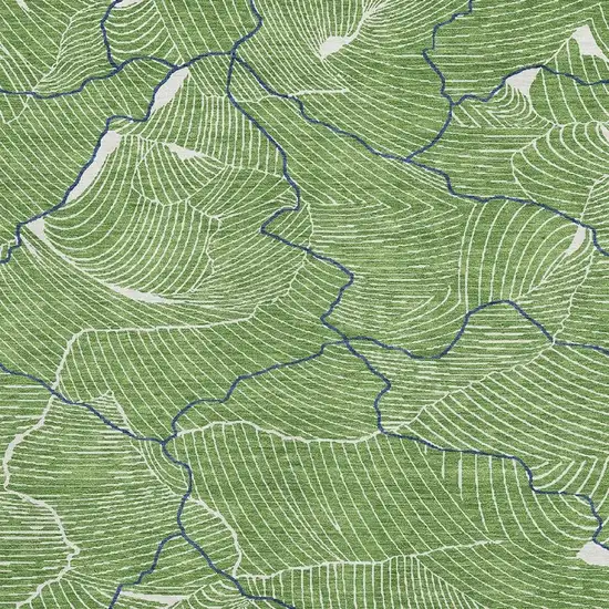Green Ivory And Navy Blue Abstract Washable Area Rug With UV Protection Photo 2
