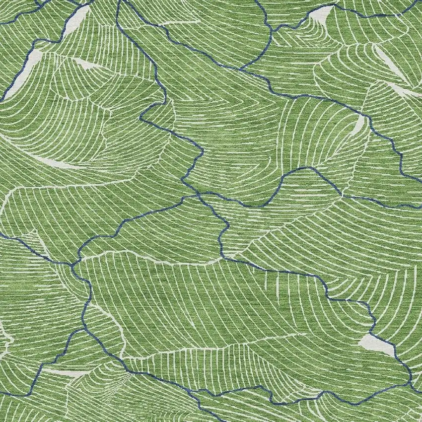 Green Ivory And Navy Blue Abstract Washable Area Rug With UV Protection Photo 2