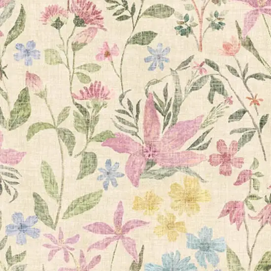 Green Ivory And Pink Floral Washable Area Rug Photo 4