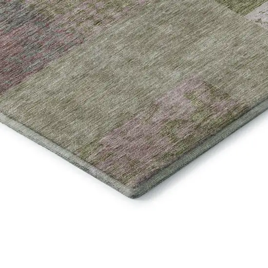 Green Ivory And Purple Geometric Washable Area Rug With UV Protection Photo 6