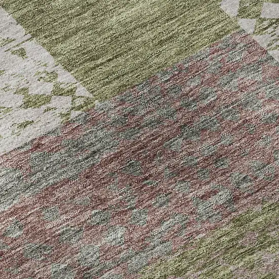 Green Ivory And Purple Geometric Washable Area Rug With UV Protection Photo 8