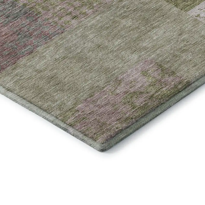 Green Ivory And Purple Geometric Washable Area Rug With UV Protection Photo 7