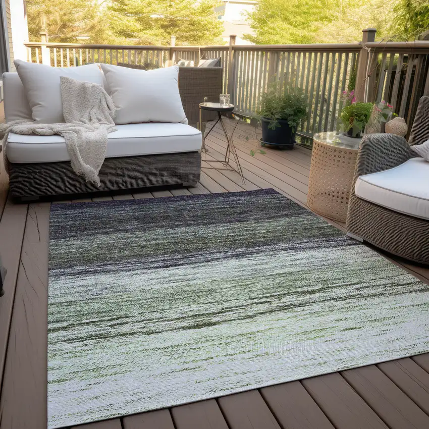 Green Ivory And Purple Ombre Washable Indoor Outdoor Area Rug Photo 8