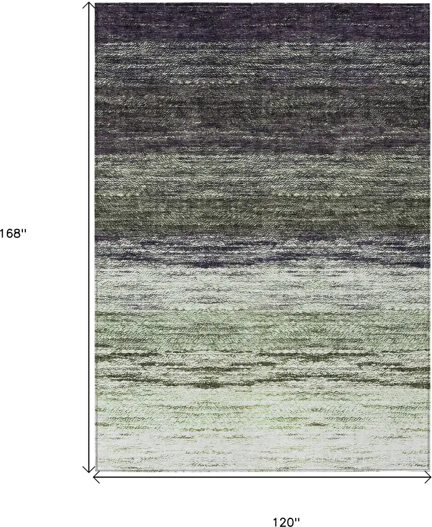 Green Ivory And Purple Ombre Washable Indoor Outdoor Area Rug Photo 3