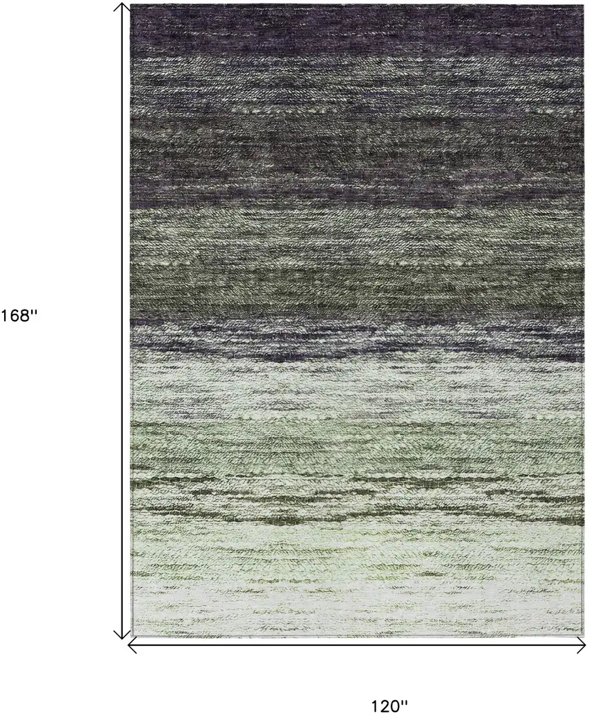 Green Ivory And Purple Ombre Washable Indoor Outdoor Area Rug Photo 3
