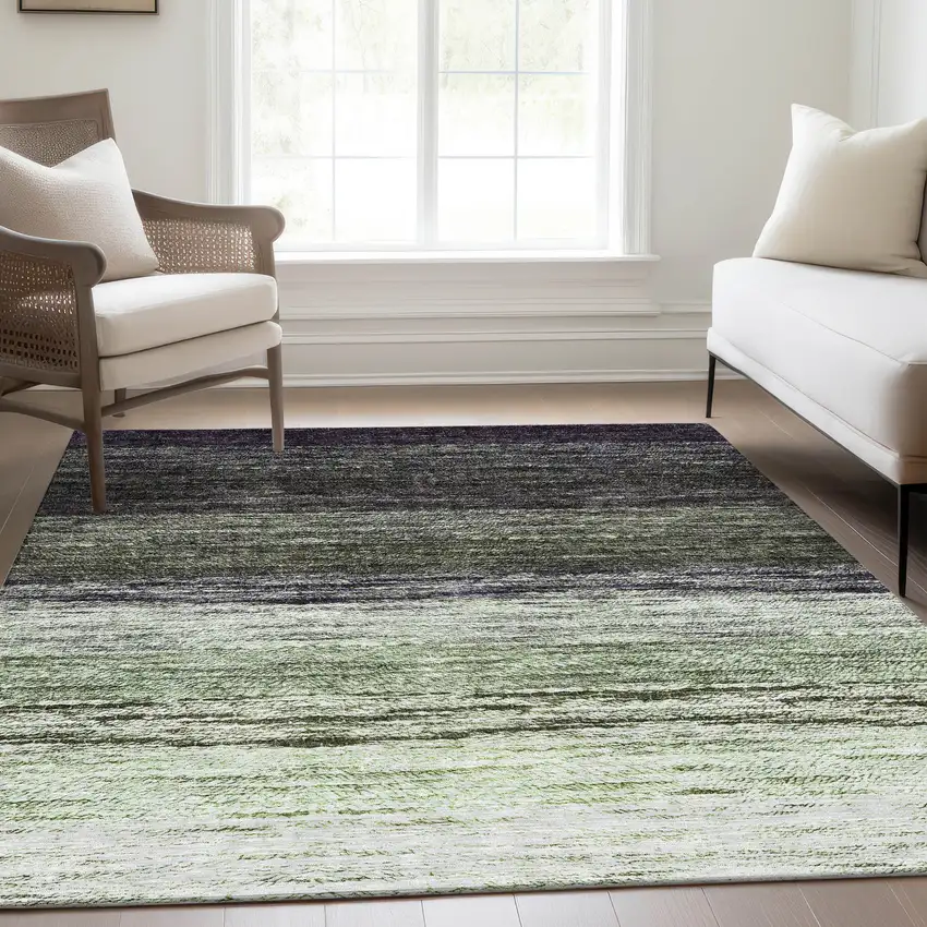 Green Ivory And Purple Ombre Washable Indoor Outdoor Area Rug Photo 9