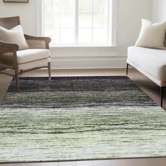 Green Ivory And Purple Ombre Washable Indoor Outdoor Area Rug Photo 9
