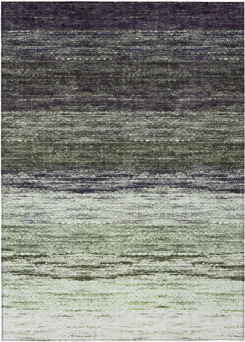 Green Ivory And Purple Ombre Washable Indoor Outdoor Area Rug Photo 2