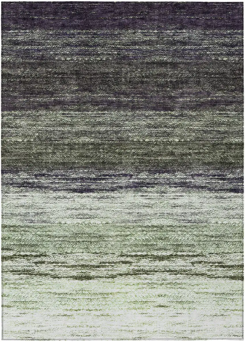 Green Ivory And Purple Ombre Washable Indoor Outdoor Area Rug Photo 2