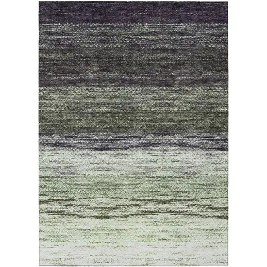Green Ivory And Purple Ombre Washable Indoor Outdoor Area Rug Photo 2