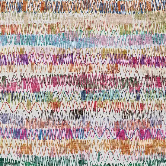 Green Ivory And Purple Striped Washable Indoor Outdoor Area Rug Photo 6