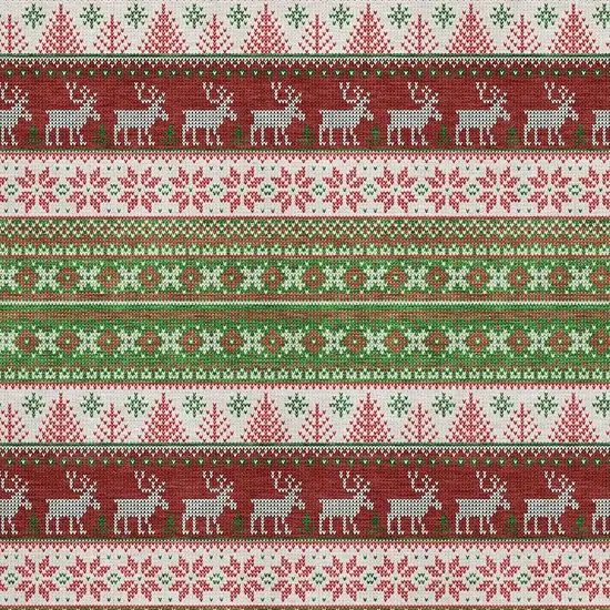 Green Ivory And Red Abstract Geometric Washable Area Rug With UV Protection Photo 2