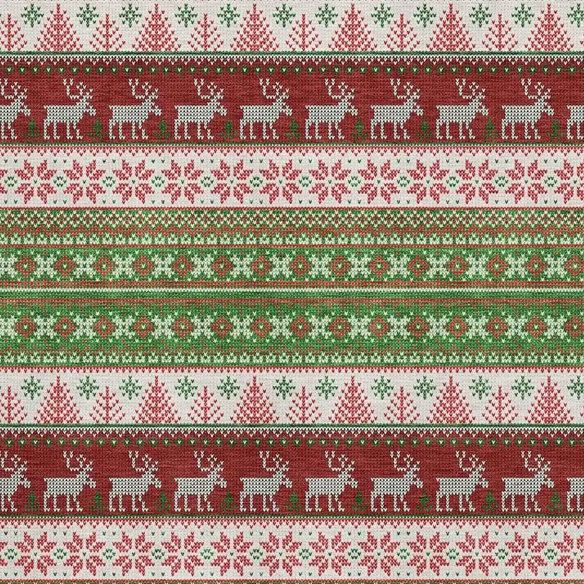 Green Ivory And Red Abstract Geometric Washable Area Rug With UV Protection Photo 2