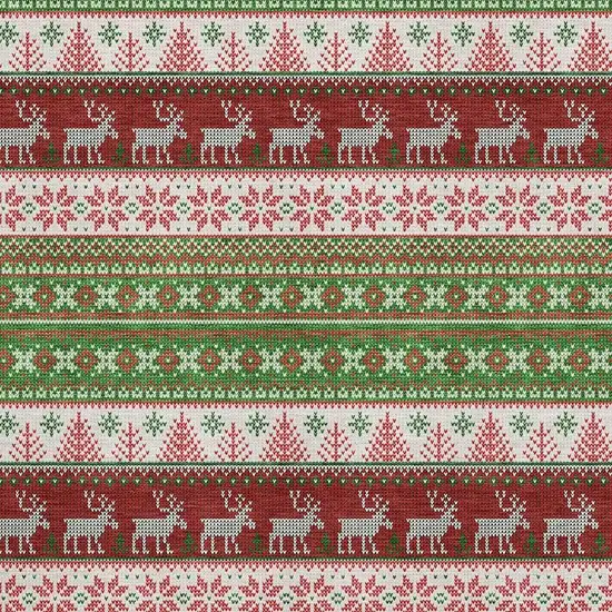 Green Ivory And Red Abstract Geometric Washable Area Rug With UV Protection Photo 2