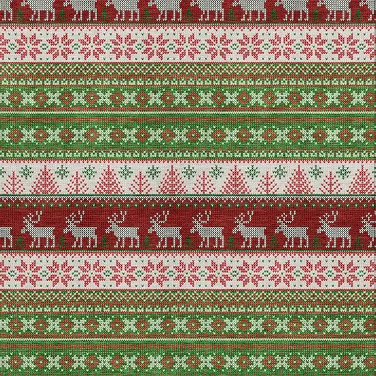 Green Ivory And Red Animal Print Washable Indoor Outdoor Area Rug Photo 3