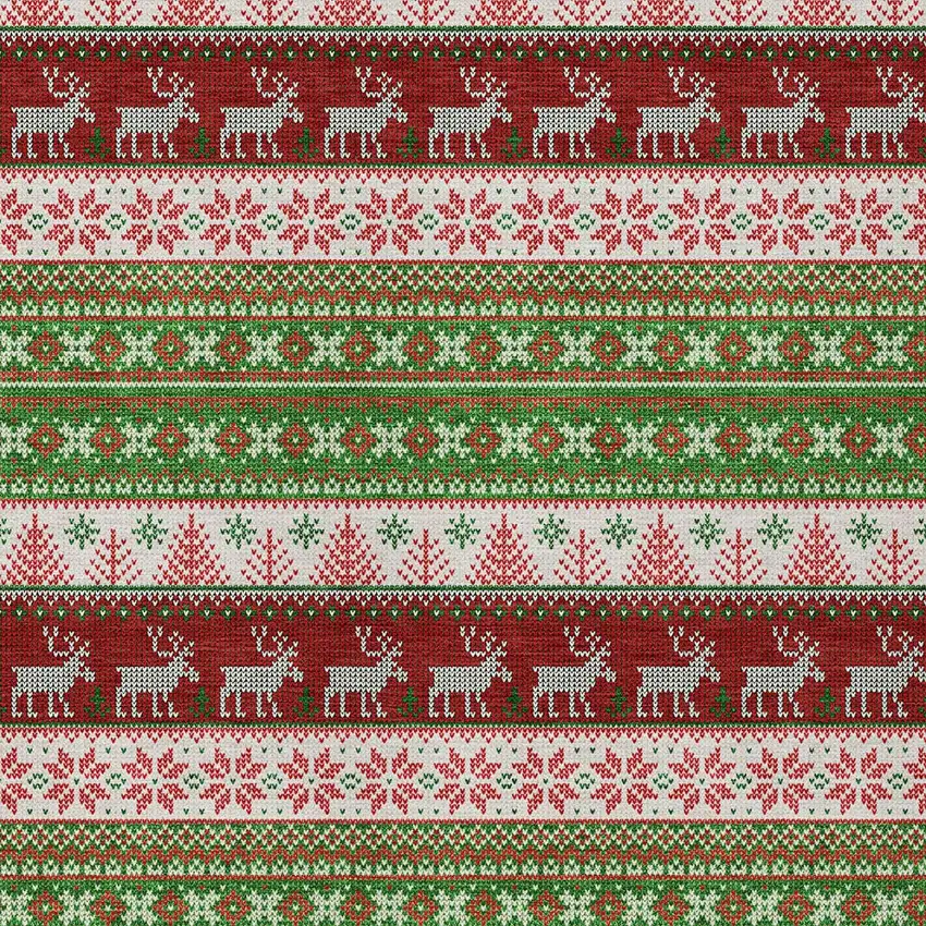 Green Ivory And Red Deer Washable Indoor Outdoor Area Rug Photo 7