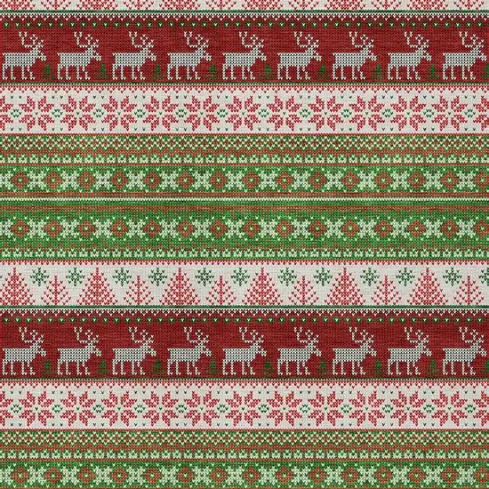 Green Ivory And Red Animal Print Washable Indoor Outdoor Area Rug Photo 3