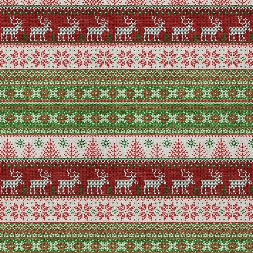 Green Ivory And Red Animal Print Washable Indoor Outdoor Area Rug Photo 3