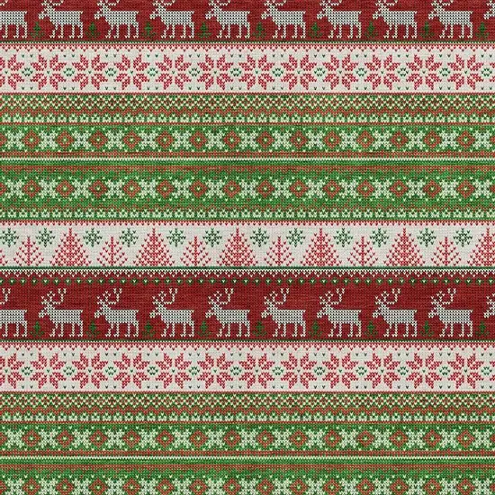 Green Ivory And Red Animal Print Washable Indoor Outdoor Area Rug Photo 3