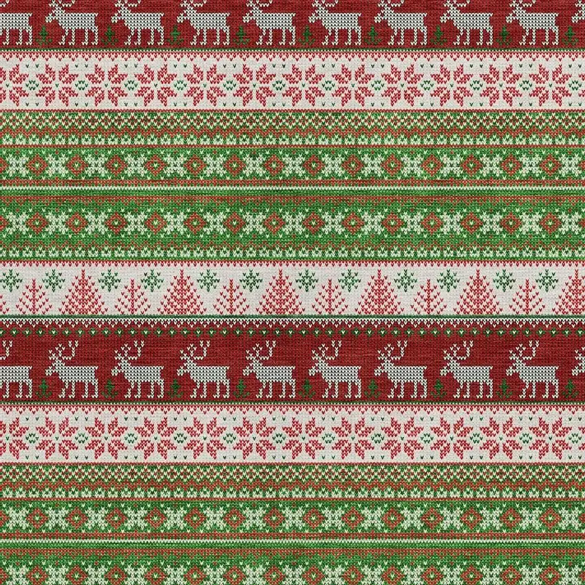 Green Ivory And Red Animal Print Washable Indoor Outdoor Area Rug Photo 3