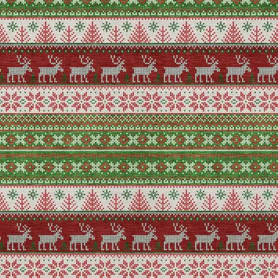 Green Ivory And Red Animal Print Washable Indoor Outdoor Area Rug Photo 3