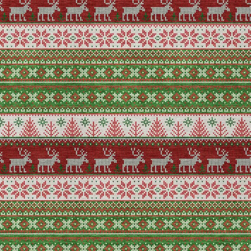 Green Ivory And Red Deer Washable Indoor Outdoor Area Rug Photo 8