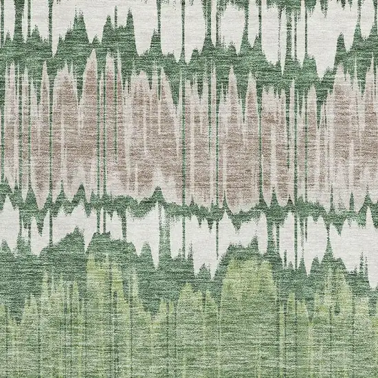 Green Ivory And Taupe Striped Washable Area Rug With UV Protection Photo 3