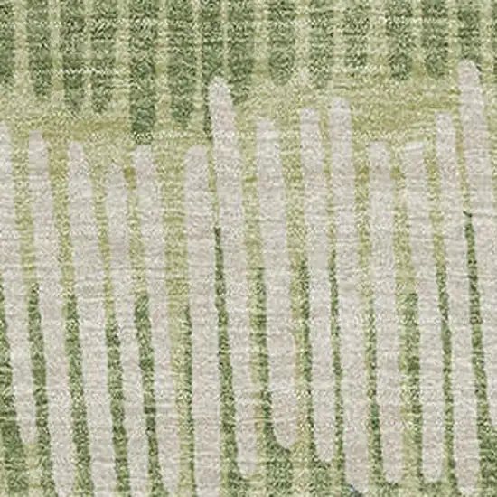 Green Ivory And Taupe Striped Washable Area Rug With UV Protection Photo 3
