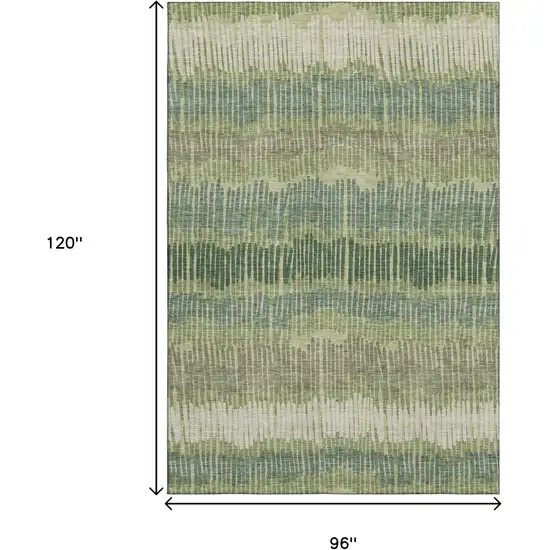 Green Ivory And Taupe Striped Washable Area Rug With UV Protection Photo 9