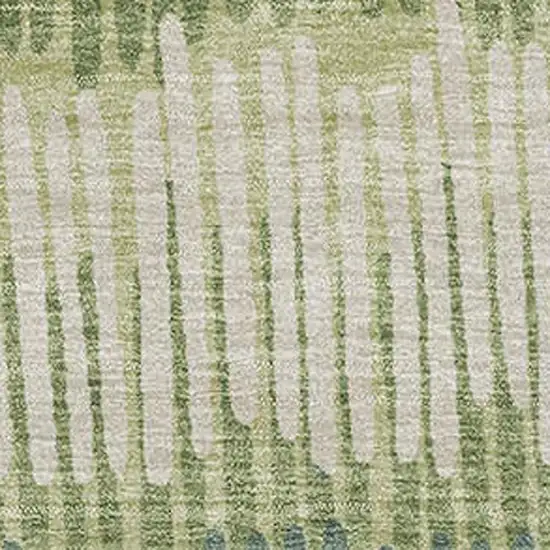 Green Ivory And Taupe Striped Washable Area Rug With UV Protection Photo 3
