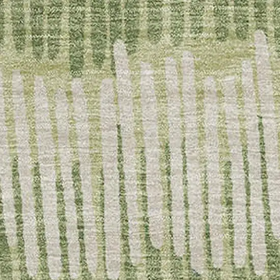 Green Ivory And Taupe Striped Washable Area Rug With UV Protection Photo 3