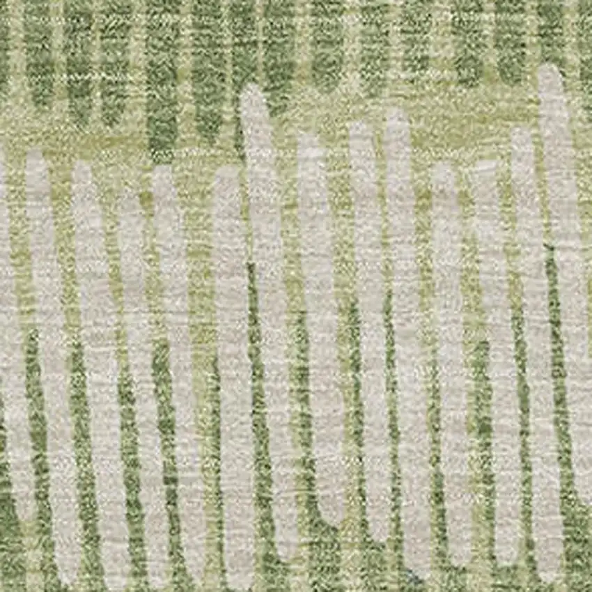 Green Ivory And Taupe Striped Washable Area Rug With UV Protection Photo 3