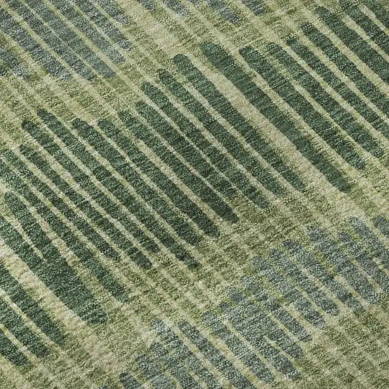 Green Ivory And Taupe Striped Washable Area Rug With UV Protection Photo 8