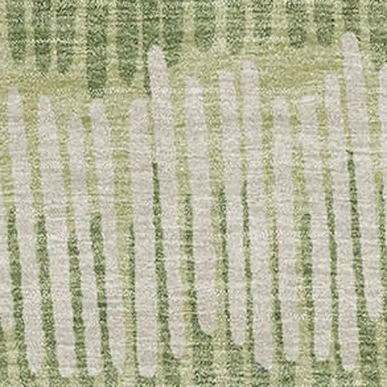 Green Ivory And Taupe Striped Washable Area Rug With UV Protection Photo 3