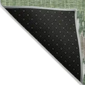 Photo of Green Ivory And Taupe Striped Washable Indoor Outdoor Area Rug