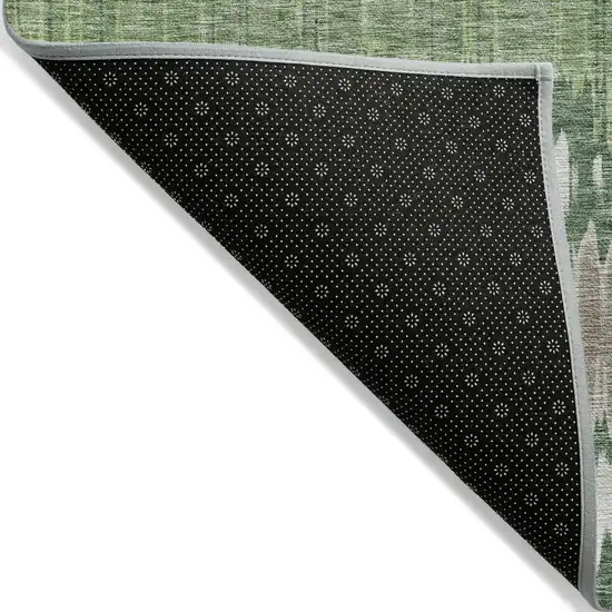 Green Ivory And Taupe Striped Washable Indoor Outdoor Area Rug Photo 2