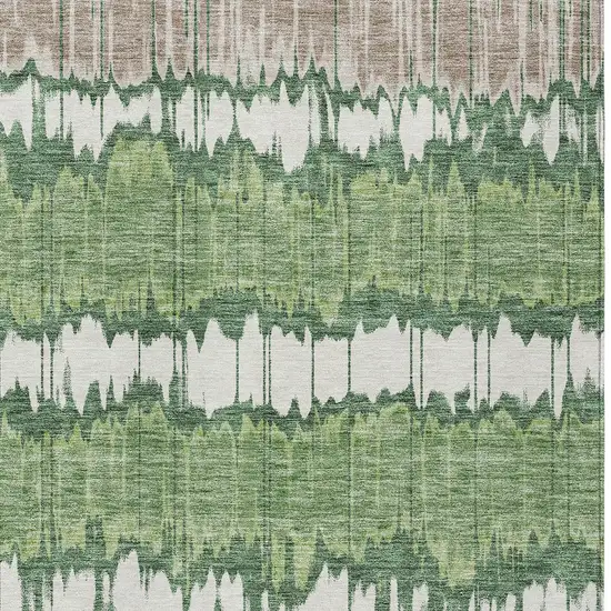 Green Ivory And Taupe Striped Washable Indoor Outdoor Area Rug Photo 4
