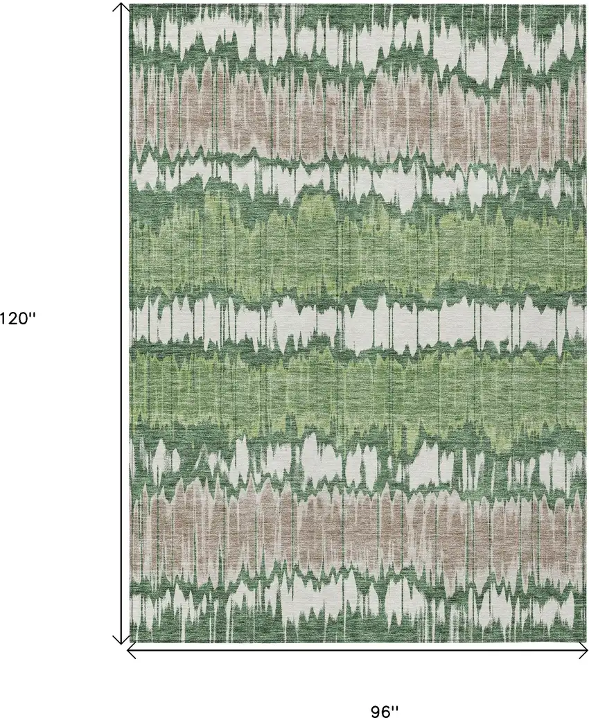 Green Ivory And Taupe Striped Washable Indoor Outdoor Area Rug Photo 8