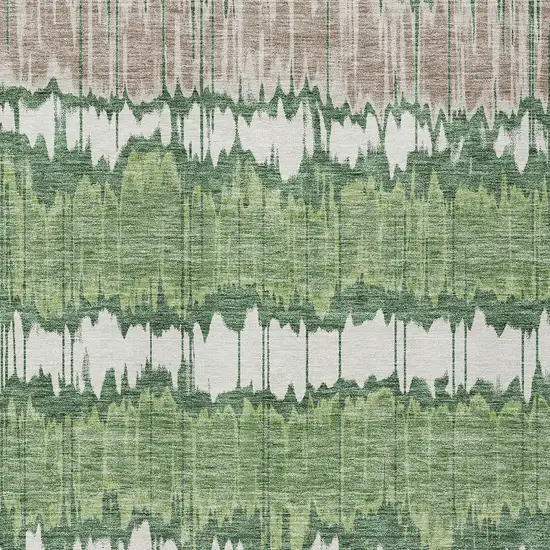 Green Ivory And Taupe Striped Washable Indoor Outdoor Area Rug Photo 4