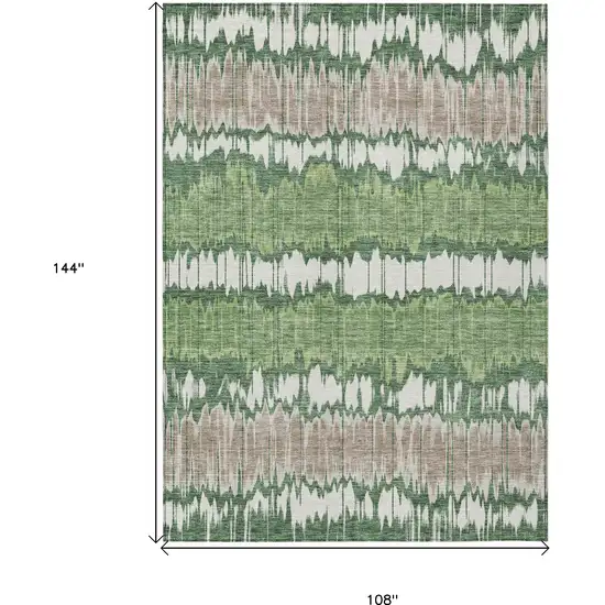 Green Ivory And Taupe Striped Washable Indoor Outdoor Area Rug Photo 8