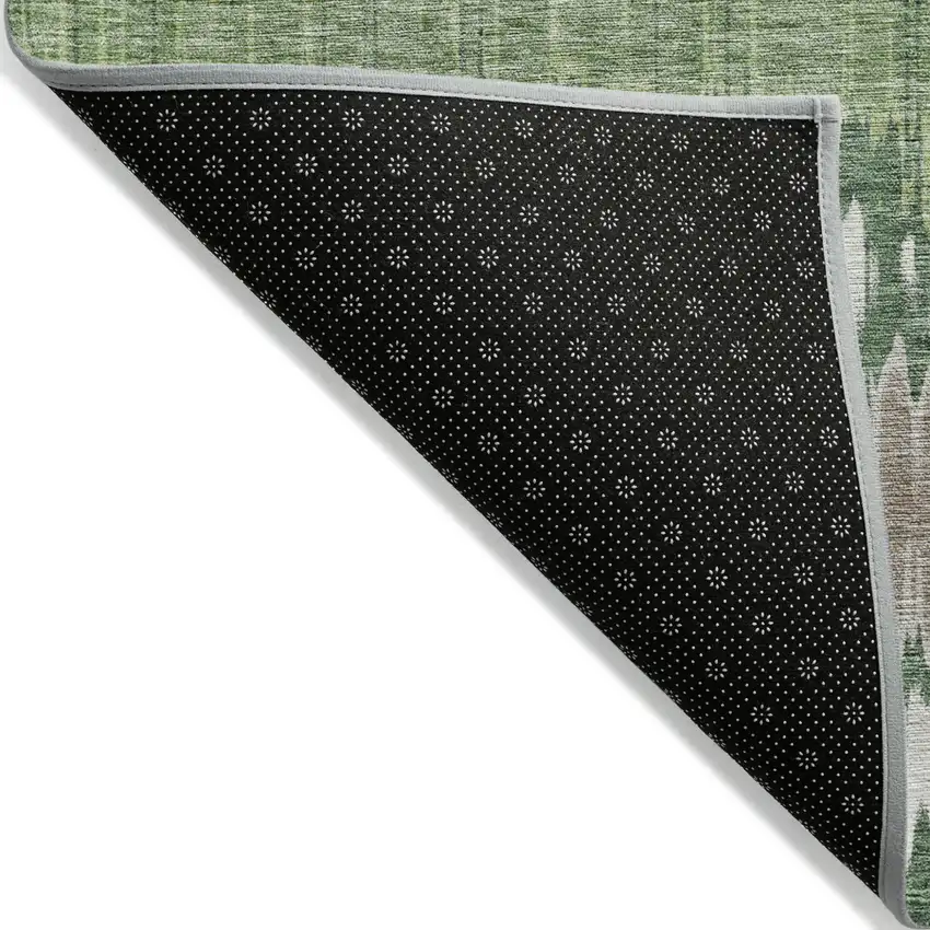 Green Ivory And Taupe Striped Washable Indoor Outdoor Area Rug Photo 2