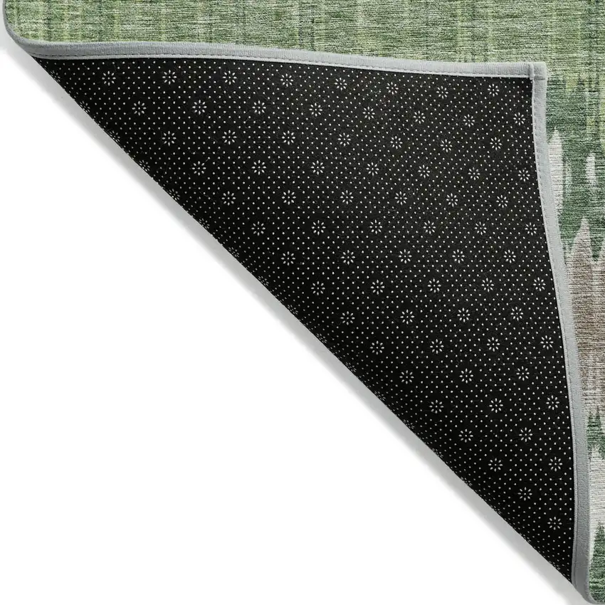 Green Ivory And Taupe Striped Washable Indoor Outdoor Area Rug Photo 2