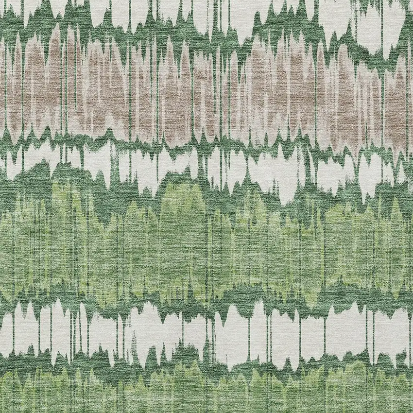 Green Ivory And Taupe Striped Washable Indoor Outdoor Area Rug Photo 4
