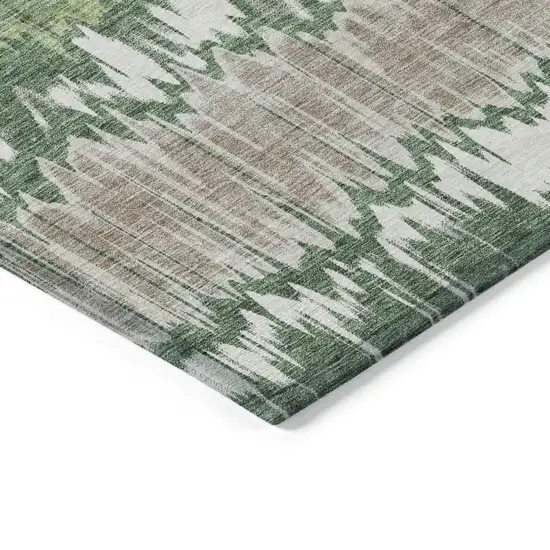 Green Ivory And Taupe Striped Washable Indoor Outdoor Area Rug Photo 3