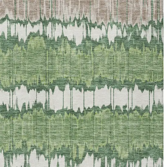 Green Ivory And Taupe Striped Washable Indoor Outdoor Area Rug Photo 4