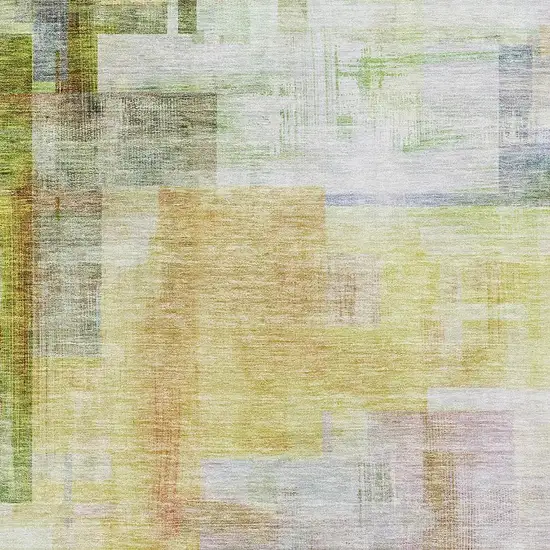 Green Ivory Gold And Purple Abstract Geometric Washable Area Rug With UV Protection Photo 3
