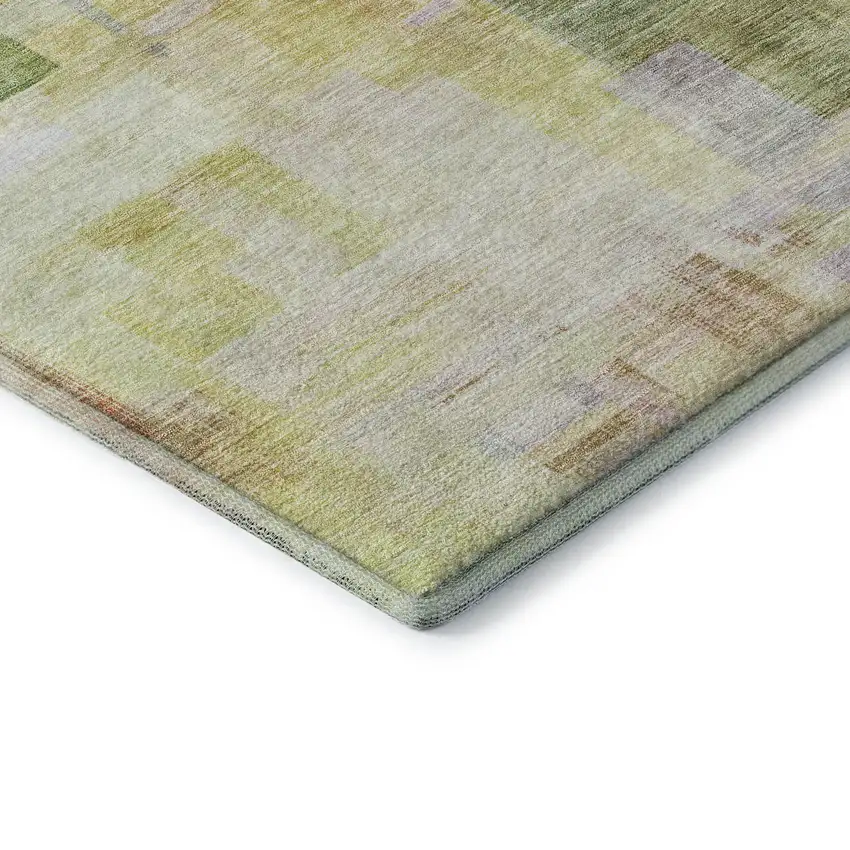 Green Ivory Gold And Purple Abstract Geometric Washable Area Rug With UV Protection Photo 5