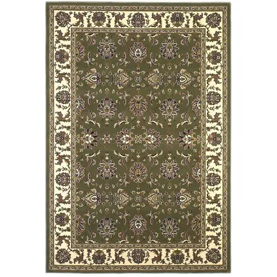 Green Ivory Machine Woven Traditional Octagon Indoor Area Rug Photo 2
