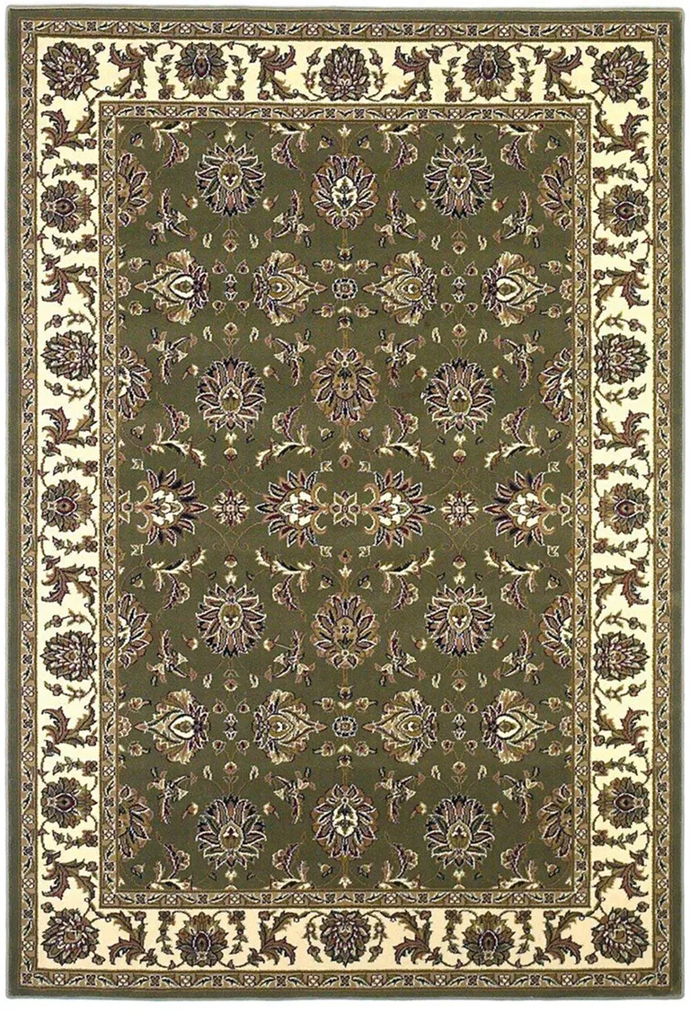 Green Ivory Machine Woven Traditional Octagon Indoor Area Rug Photo 2