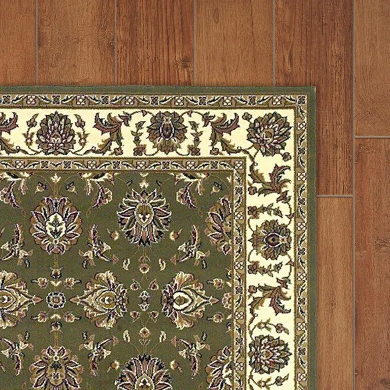 Green Ivory Machine Woven Traditional Octagon Indoor Area Rug Photo 3